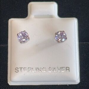 Silver Purple Moissanite Stud Earrings